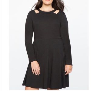 Black dress with shoulder detail